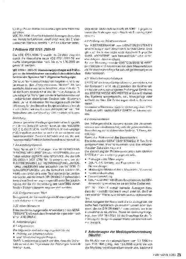 Vorschauseite 3: Elektrische SicherheitErstgemessene Werte in der Medizintechnik nach VDE 0751