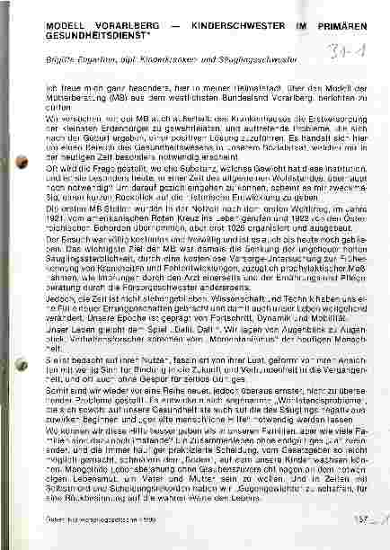 Vorschauseite 1: Modell Vorarlberg - Kinderschwester im primären Gesundheitsdienst