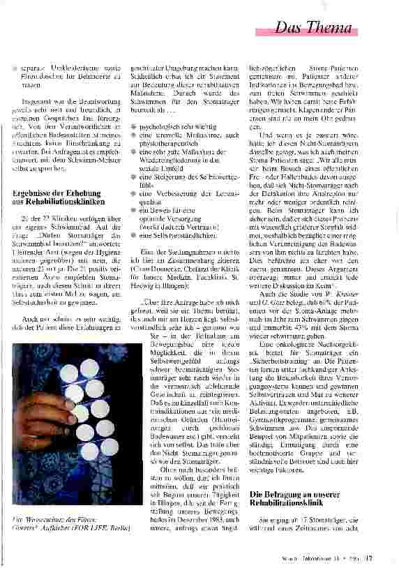 Vorschauseite 4: Schwimmen - ein Tabu für Stomaträger? Rückgewinnung von Lebensqualität in einer Rehabilitationsklinik
