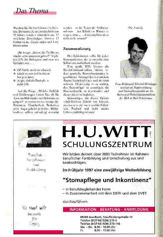 Vorschauseite 5: Schwimmen - ein Tabu für Stomaträger? Rückgewinnung von Lebensqualität in einer Rehabilitationsklinik