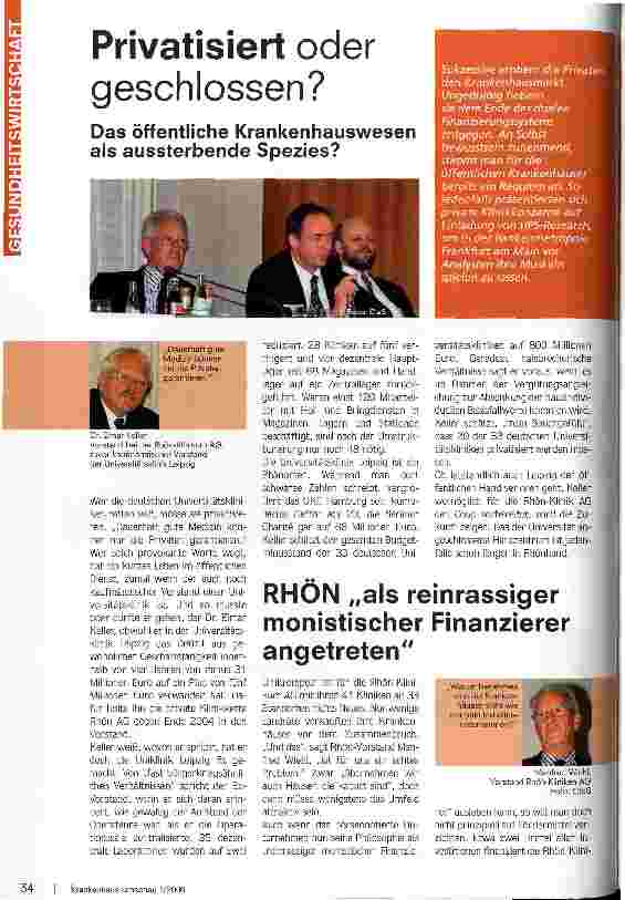 Vorschauseite 1: Privatisiert oder geschlossen?
