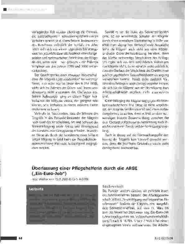 Vorschauseite 3: Schadensersatz wegen MobbingLAG Rheinland-Pfalz vom 4.10.2005 (5 Sa 140/05)