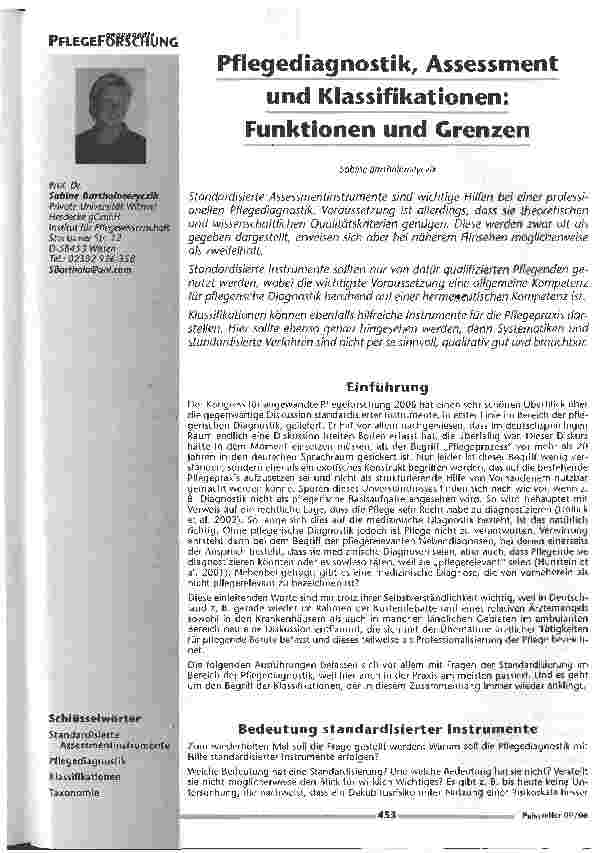 Vorschauseite 1: Pflegediagnostik, Assessmentund Klassifikationen: Funktionen und Grenzen