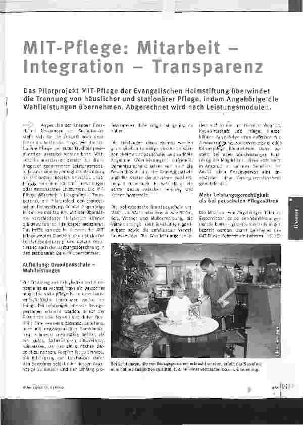 Vorschauseite 1: MIT- Pflege: Mitarbeit - Integration - Transparenz
