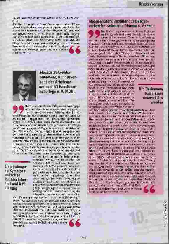 Vorschauseite 2: Kompliziert, aber eine Richtschnur für weitere Vertragsmuster Ein Mustervertrag für ambulante Pflegedienste in der Diskussion