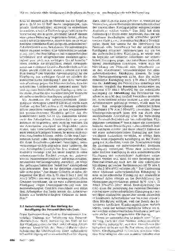 Vorschauseite 3: Außerordentliche Kündigung und die Beteiligung des Personalrats - eine Bestandsaufnahme der Rechtsprechung