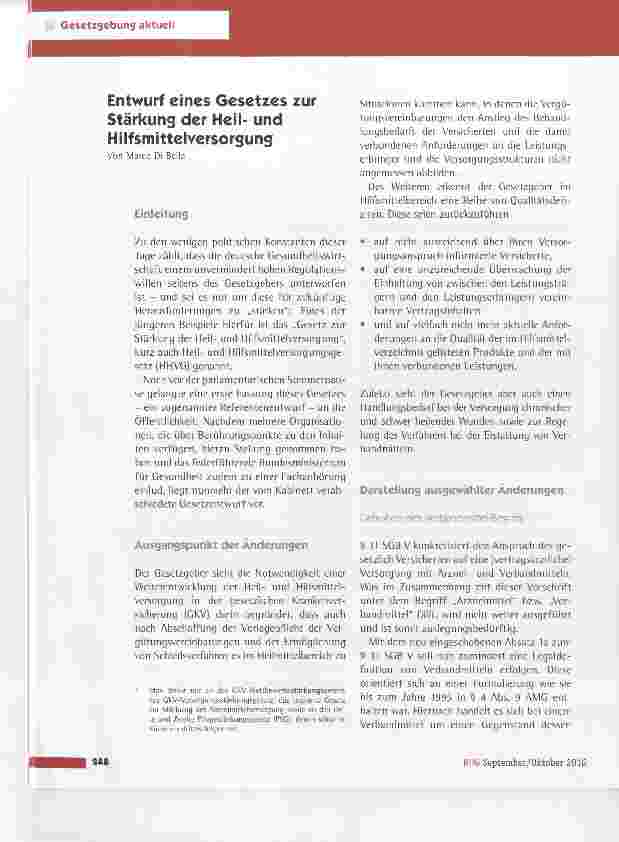 Vorschauseite 1: Entwurf eines Gesetzes zur Stärkung der Heilund Hilfsmittelversorgung
