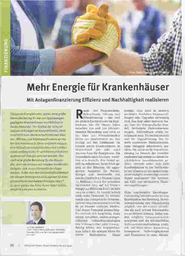 Vorschauseite 1: Mehr Energie für Krankenhäuser