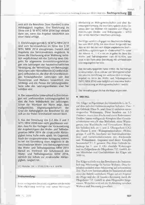 Vorschauseite 2: Wohngemeinschaften des Seniorenhofs als Einrichtung im Sinne des § 18 WTG NRW 2014