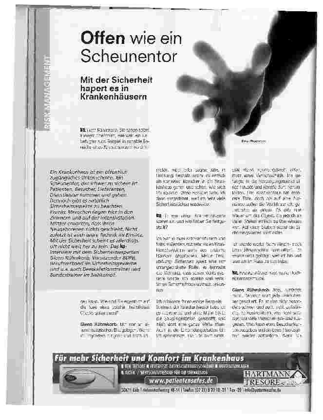 Vorschauseite 1: Offen wie ein ScheunentorMit der Sicherheit hapert es in Krankenhäusern