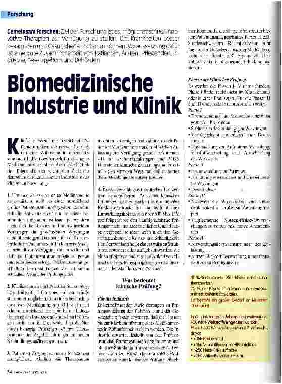 Vorschauseite 1: Biomedizinische Industrie und Klinik