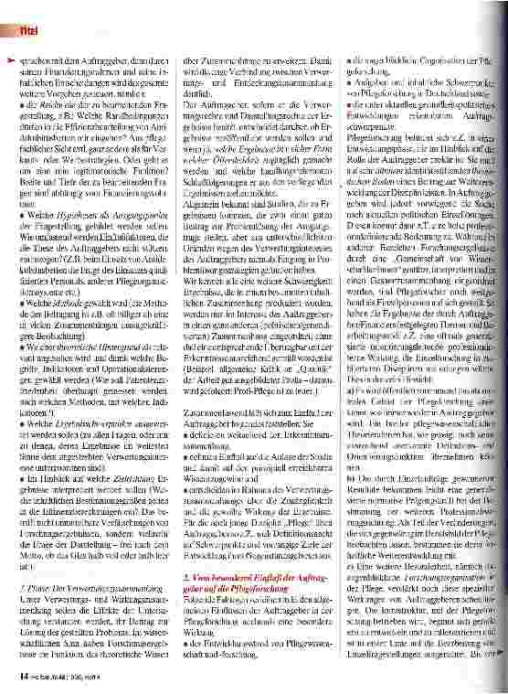 Vorschauseite 3: Auftraggeber und Forschung Zum Stand der Pflegewissenschaft und -forschung in Deutschland