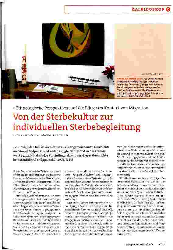 Vorschauseite 1: Von der Sterbekultur zur individuellen Sterbebegleitung