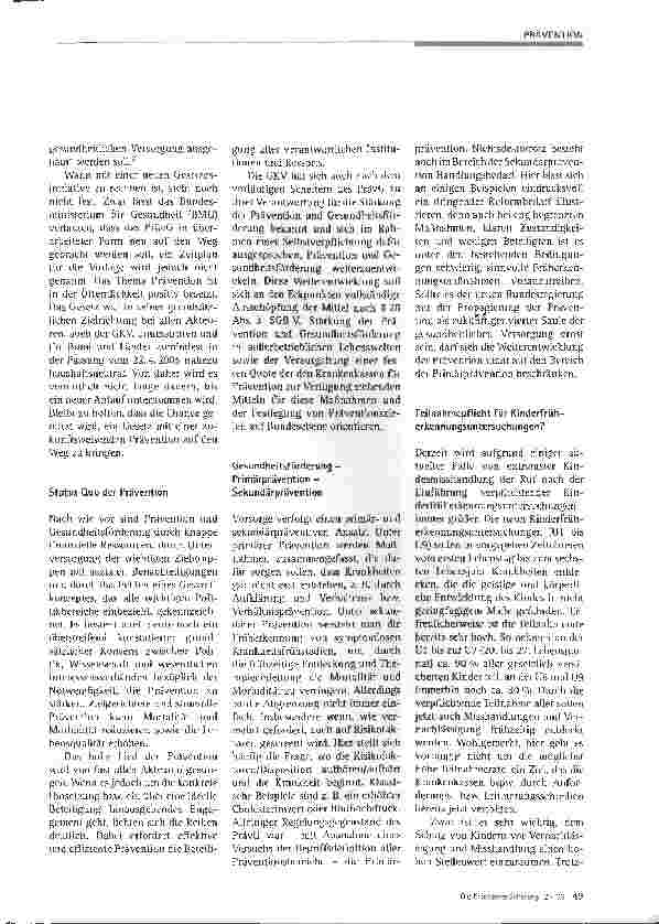 Vorschauseite 2: Prävention: Per Gesetz zur Kultur?