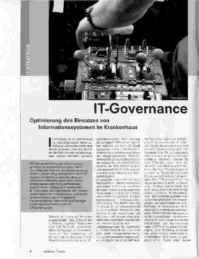 Vorschauseite 1: IT-GovernanceOptimierung des Einsatzes von Informationssystemen im Krankenhaus