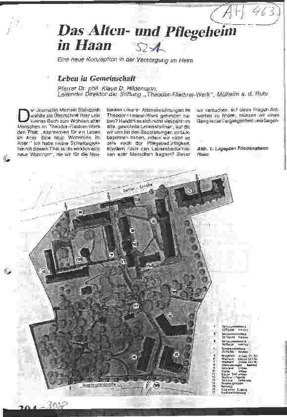 Vorschauseite 1: Das Altenund Plfegeheim in Haan Eine neue Konzeption in der Versorgung im Heim