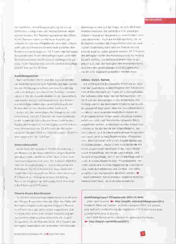 Vorschauseite 3: Ausbildungsreport Pflegeberufe 2015