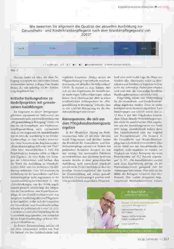 Vorschauseite 2: Monika Otte informiert über die Ergebnisse ihrer Befragung der eigenen Berufsgruppe im Zusammenhang mit der Petition zum Erhalt der Kinderkrankenpflege