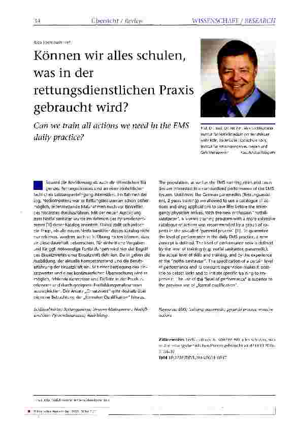 Vorschauseite 1: Können wir alles schulen, was in der rettungsdienstlichen Praxis gebraucht wird?
