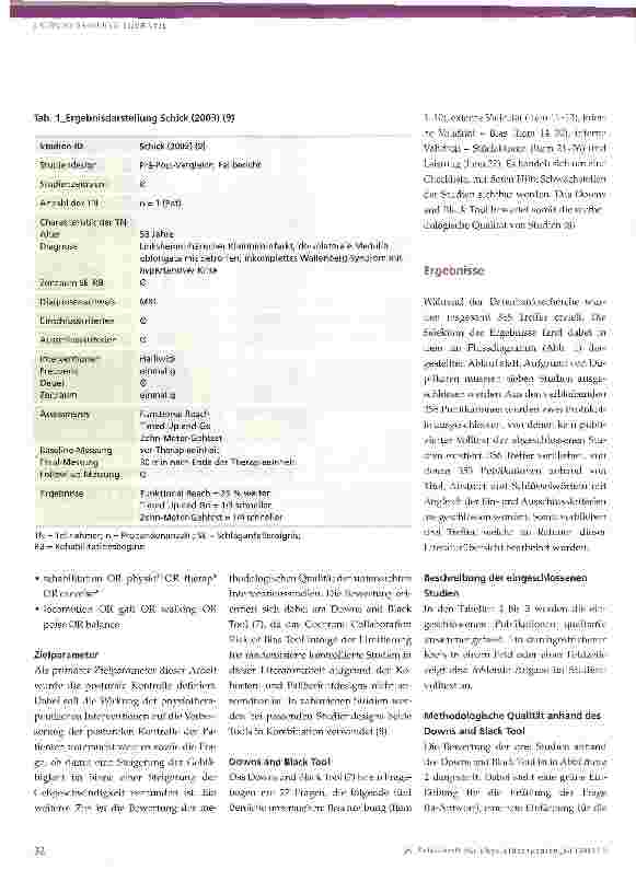 Vorschauseite 4: Physiotherapeutische Interventionen zur Verbesserung der posturalen Kontrolle in der Rehabilitation nach Kleinhirninfarkt