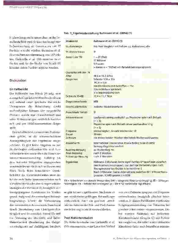 Vorschauseite 6: Physiotherapeutische Interventionen zur Verbesserung der posturalen Kontrolle in der Rehabilitation nach Kleinhirninfarkt