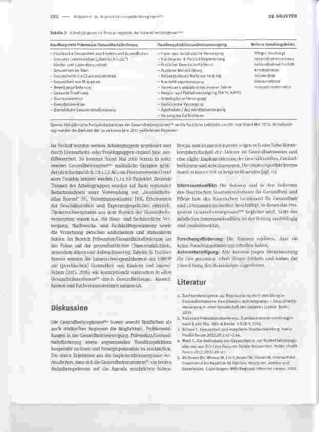 Vorschauseite 3: Wie können die Gesundheitsversorgung, -förderung und Prävention regional optimiert werden? Die Entwicklung der Gesundheitsregionen in Bayern