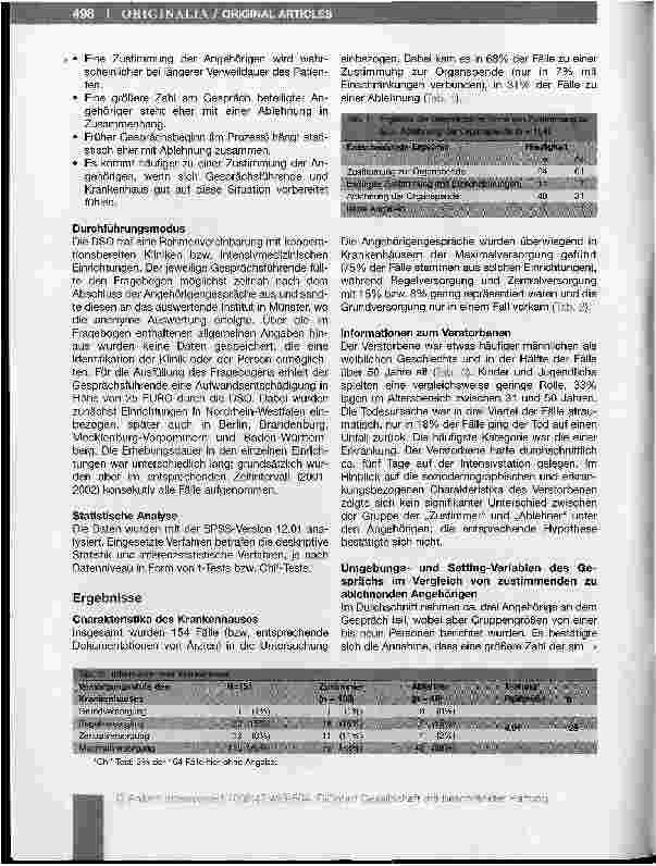 Vorschauseite 3: Mögliche Einflussfaktoren auf die postmortaie Organspende -Worin unterscheiden sich zustimmende von ablehnenden Angehörigen?*