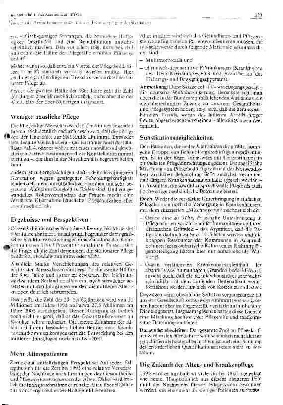 Vorschauseite 2: Personalsituation in der Altenund Krankenpflege in den 90er Jahren