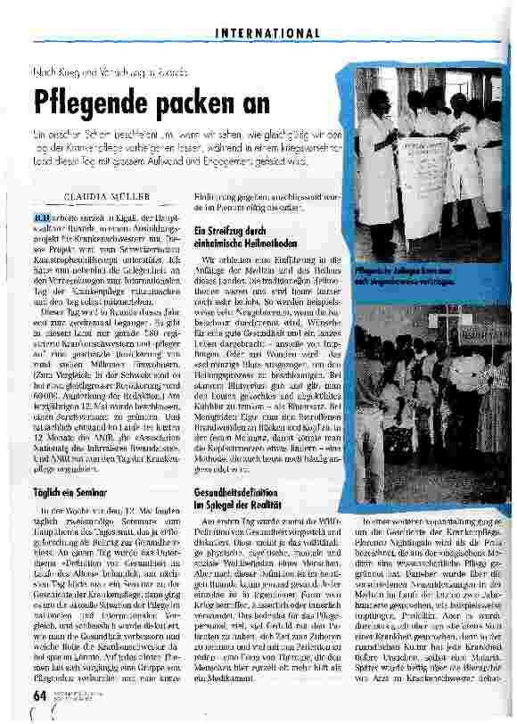 Vorschauseite 1: Pflegende packen an Nach Krieg und Vernichtung in Ruanda
