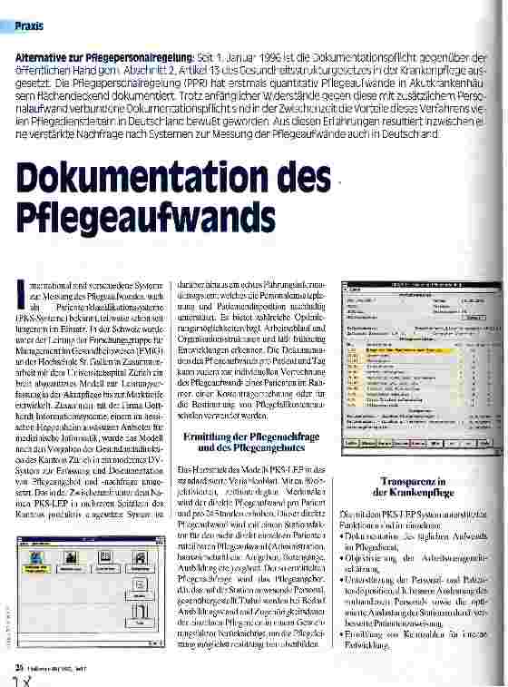 Vorschauseite 1: Dokumentation des Pflegeaufwands Alternative zur Pflegepersonalregelung