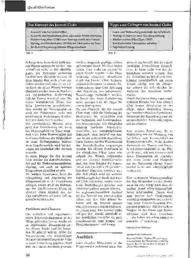 Vorschauseite 3: Für Kollegen mitgelesenJournal Clubs als effiziente Fortbildungsmöglichkeit