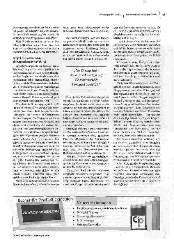 Vorschauseite 2: Ein Arrangement der HoffnungKommunikation in einer onkologischen Spezialklinik