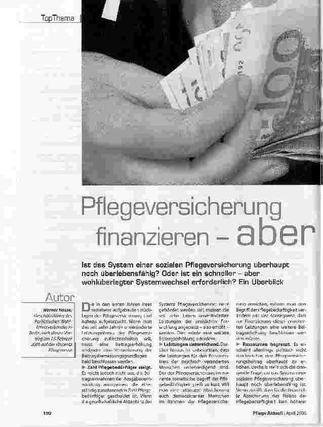 Vorschauseite 1: Pflegeversicherung finanzieren - 3UGP