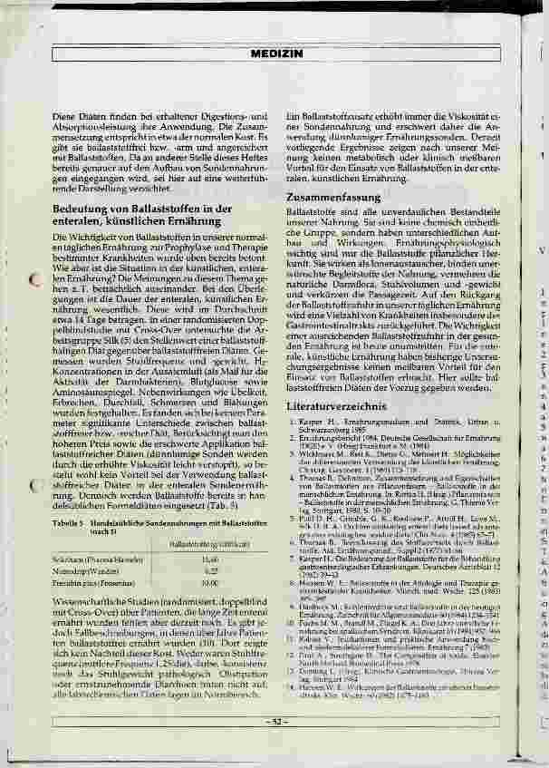 Vorschauseite 3: Die Bedeutung der Ballaststoffe in der enteralen, künstlichen Ernährung