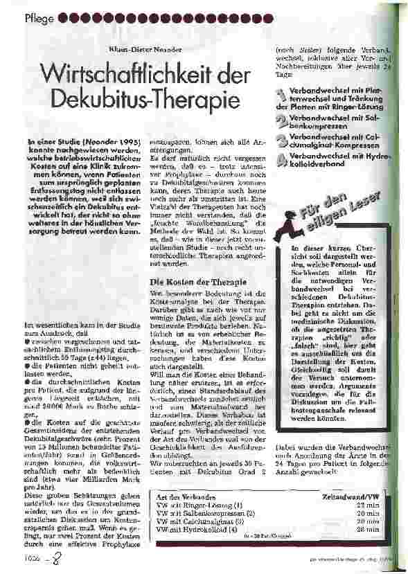 Vorschauseite 1: Wirtschaftlichkeit in der Dekubitus-Therapie