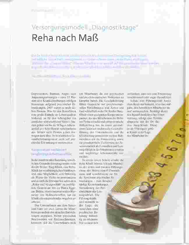 Vorschauseite 1: Versorgungsmodell „Diagnostiktage Reha nach Maß