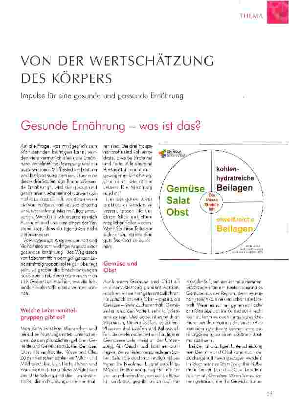Vorschauseite 1: VON DER WERTSCHÄTZUNG DES KÖRPERS Impulse für eine gesunde und passende Ernährung