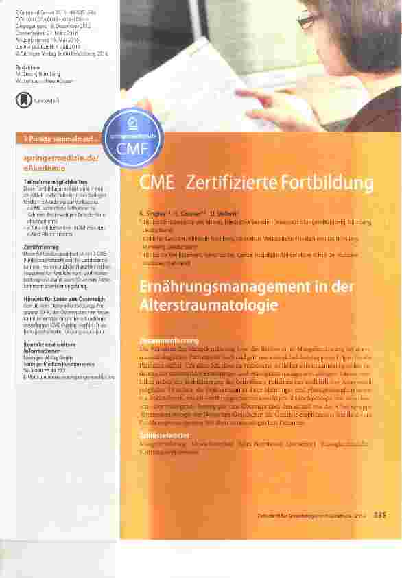 Vorschauseite 1: Ernährungsmanagement in der Alterstraumatologie