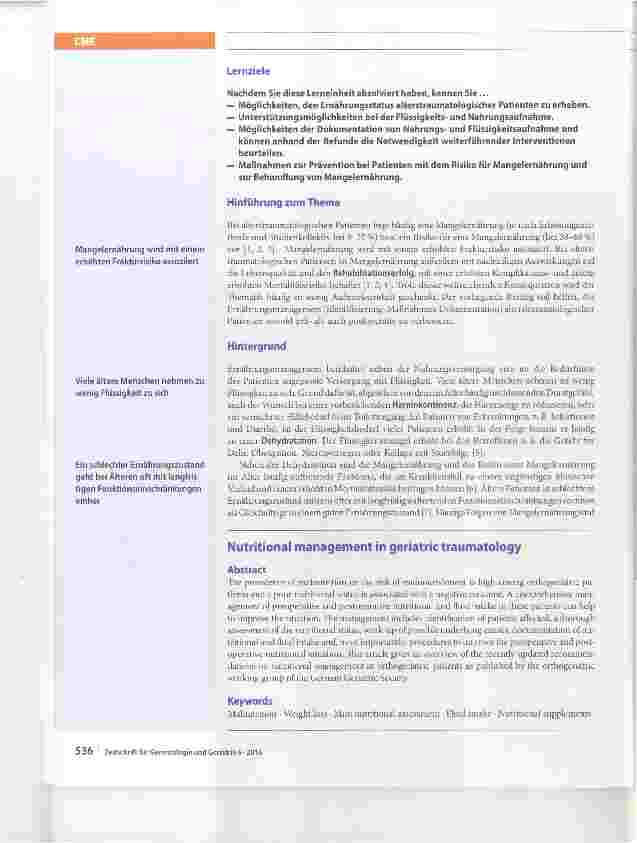 Vorschauseite 2: Ernährungsmanagement in der Alterstraumatologie