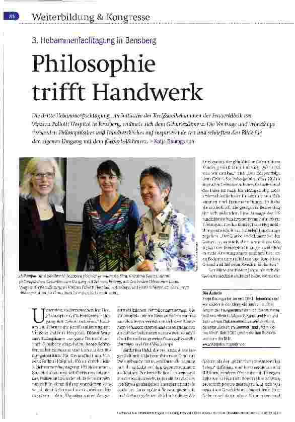 Vorschauseite 1: 3. Hebammenfachtagung in Bensberg Philosophie trifft Handwerk