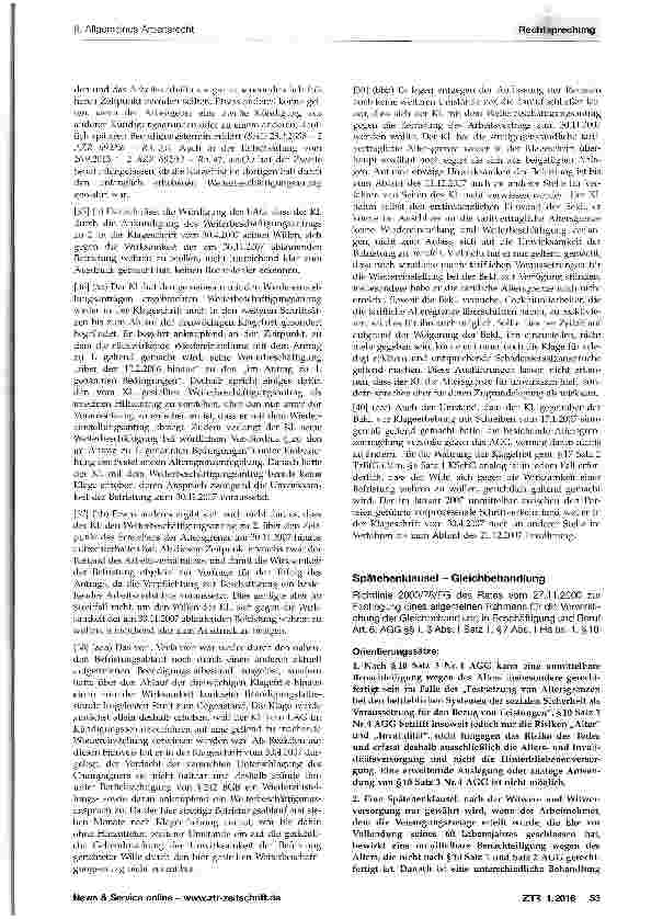 Vorschauseite 4: Befristungskontrollklage - verlängerte Anru-fungsfrist nach §17 Satz 2 TzBfG i. V. m. §6 Satz 1 KSchG entsprechend - gerichtliche Gel-tendmachung der Unwirksamkeit einer Befristun…