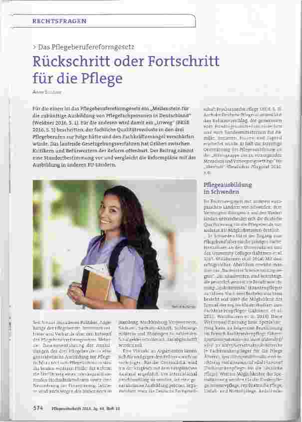 Vorschauseite 1: Rückschritt oder Fortschritt für die Pflege