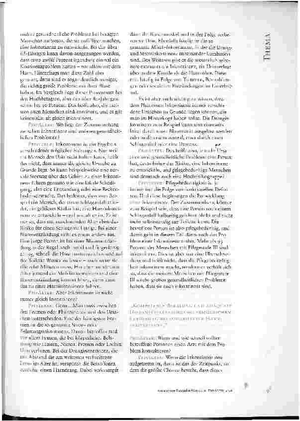 Vorschauseite 2: DAS PRO ALTER-EXPERTENINTERVIEW: NUR EIN MITEINANDER VON ÄRZTEN UND PFLEGENDEN KANN MENSCHEN MIT KONTINENZPROBLEMEN EFFEKTIV HELFEN
