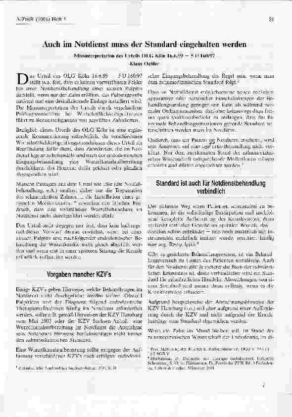 Vorschauseite 1: Auch im Notdienst muss der Standard eingehalten werden