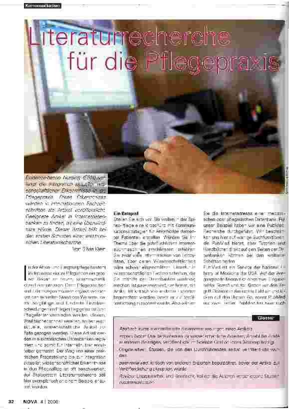 Vorschauseite 1: Literarurrecherche für die Pflegepraxis