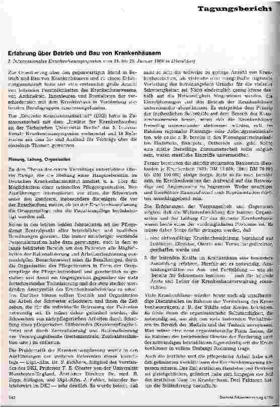 Vorschauseite 1: Erfahrungen über Betrieb und Bau von Krankenhäusern 3. Internationales Krankenhaussymposion in Düsseldorf 1966