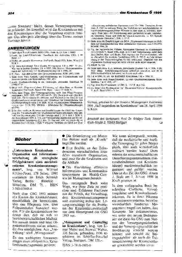 Vorschauseite 6: Welche haftungsrechtlichen Konsequenzen ergeben sich aus der Teilnahme bzw. Nichtteilnahme an qualitätssichernden Maßnahmen im Krankenhaus?