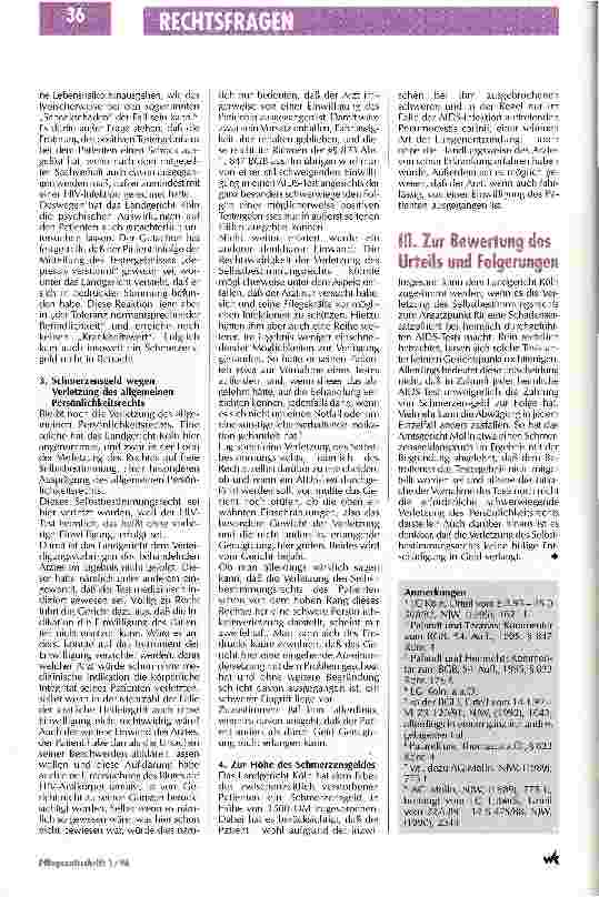 Vorschauseite 3: Heimlicher HIV-Test begründet Anspruch Zahlung von Schmerzensgeld