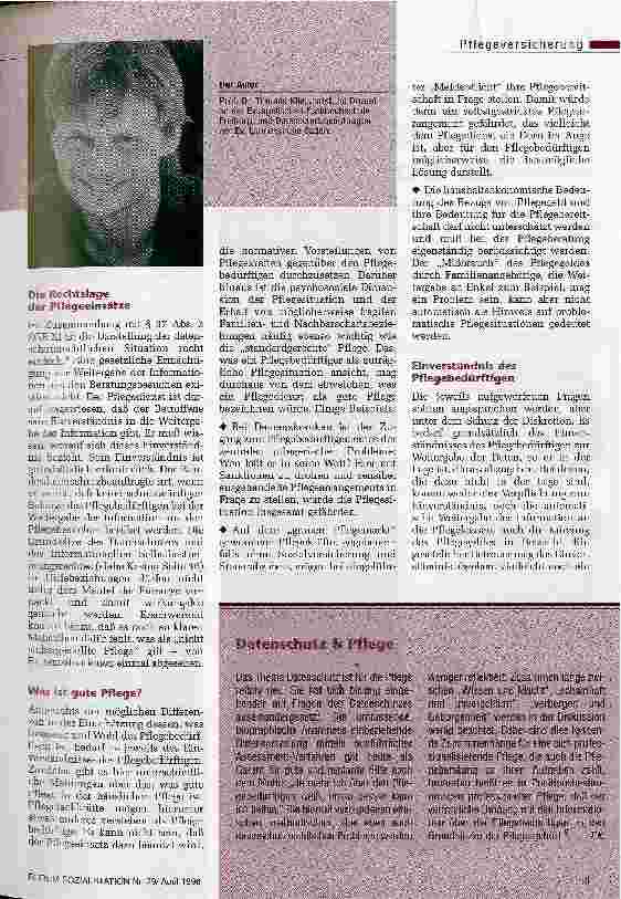Vorschauseite 2: Datenschutz in Gefahr Der Umgang mit vertraulicher Beratung wird zum Prüfstein für die professionelle Pflege