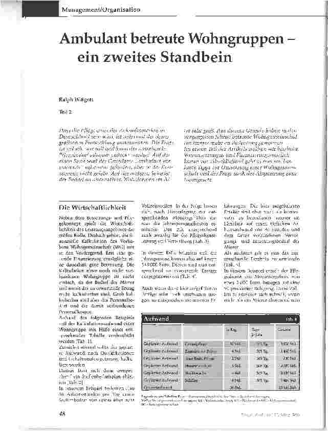 Vorschauseite 1: Ambulant betreute Wohngruppen ein zweites StandbeinTeil 2